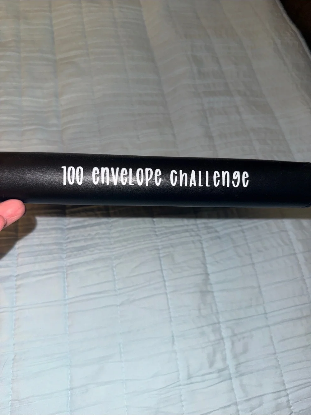 100 Envelope Savings Challenge Wallet - Black with White Lettering